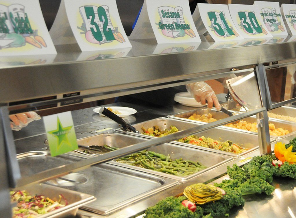 food being served at buffet style environment